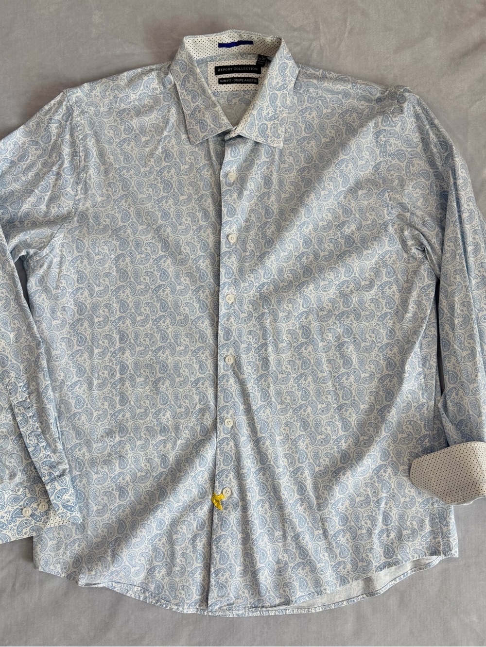 Report Collection Light Blue Paisley Men's Button-Down Shirt